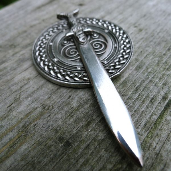 Sword and Shield Pendant and Chain-0