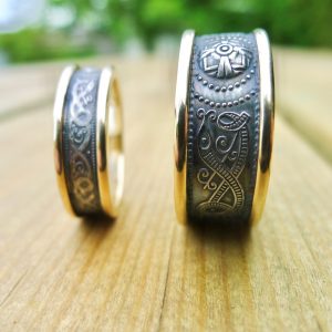 Ladies matching Irish Celtic wedding rings -- 5mm option and 10mm option