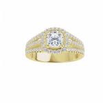 1 Genuine Cushion Cut Diamond, Faceted VVS1 QUALITY. .55Carat weight COLOUR H 92 Round Diamonds, Faceted Brilliant cut, SI QUALITY. .50CT COLOUR G Total carat weight in ring 1.5 Carats Irish jewellery