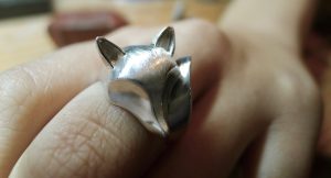 Silver Fox Ring crafted with a brushed finish. Crafted in Ireland using Irish jewellery techniques that date back more than 2000 years