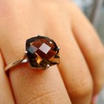 Handmade 10k White Gold Ring with Smokey Quartz -0